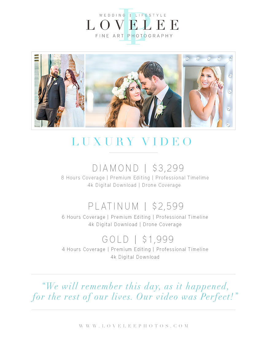 Arizona wedding videographers pricing