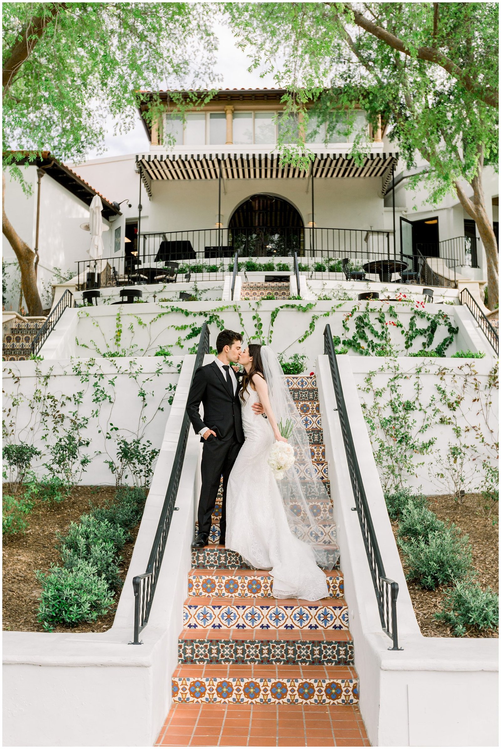 Wrigley Mansion wedding at sunset with city lights