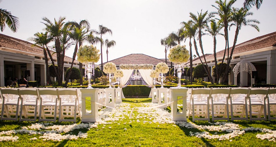 Richard Nixon Library Garden Ceremony, Yorba Linda Wedding ceremony aisle in the gardens at the Richard Nixon Library in Yorba Linda.